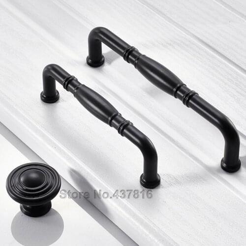 Euro-style Zinc Alloy Matte Black Cabinet Drawer Door Handle Kitchen/Bathroom/Wardrobe Knob Door Hardware CX-LS57