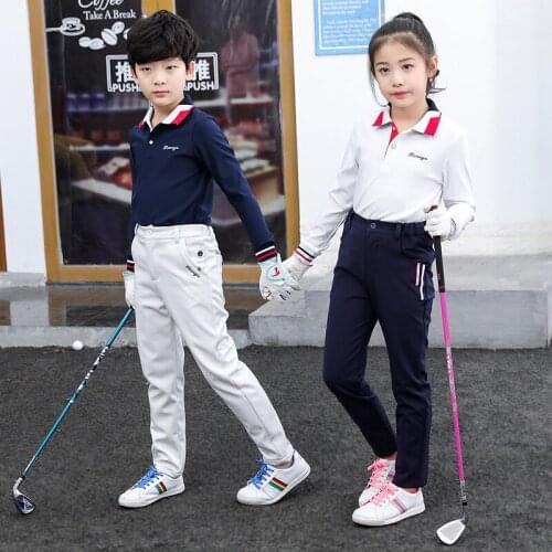 New Arrival Children Long Sleeve Golf Shirts Boys Girls Breathable Tops Turn Down Collar Casual Tops Golf Sportswear D1036