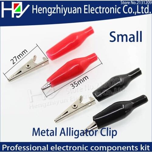 Hzy 20pcs/lot Small 28MM Metal Alligator Clip Crocodile Electrical Clamp for Testing Probe Meter Black and Red with Plastic Boot