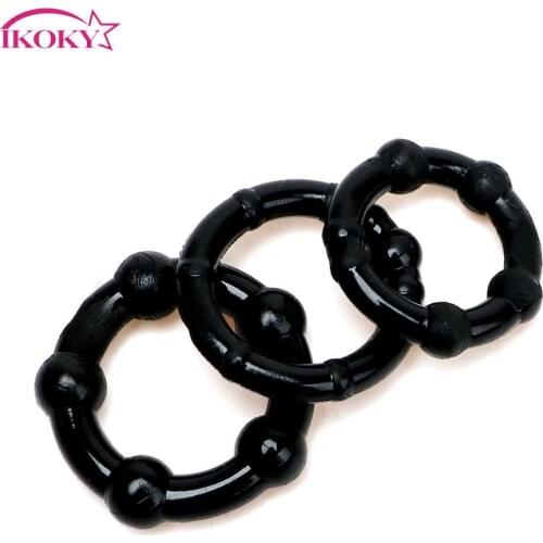 IKOKY Chastity Sex Products Penis Sleeve Delay Ejaculation 3 pcs/set Silicone Penis Ring Cock Ring Sex toys for Men Male