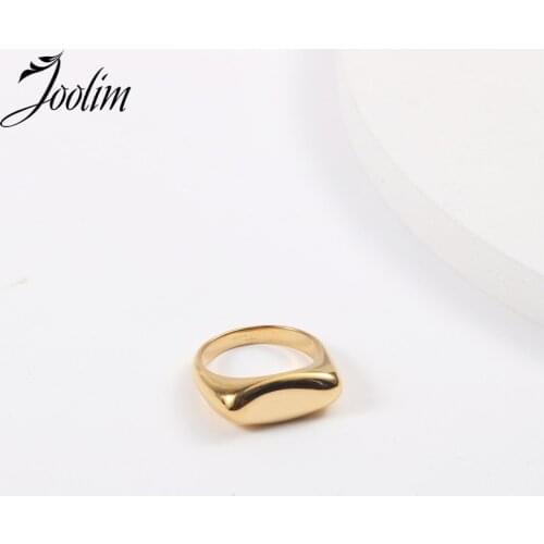 Joolim Gold Finish Geometric Smooth Surface D Rings Stainless Steel Rings 2021 Jewelry