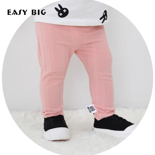 EASY BIG 0-24M 100% Cotton Unisex Baby Skinny Pants Soft Boys Pants Breathable Girls Warm Pants Kids Pink Gray Pants CC0160