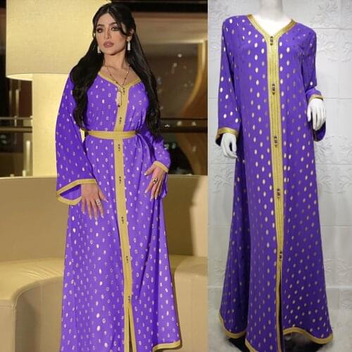 Summer Dress 2021 New Plus Size Fashion Eid Bronzing Middle East Dubai Kaftan Turkey Abaya Muslim Maxi Dresses Loose Belt Robe