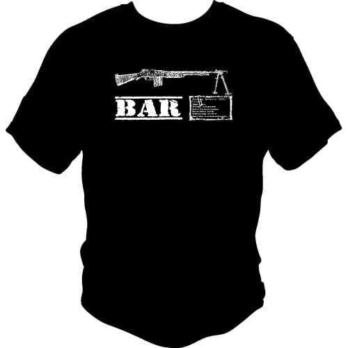 2019 Summer Hot Sale Men T-shirt Browning Automatic Rifle BAR WWII T Shirt Army Springfield Garand Helmet Sling