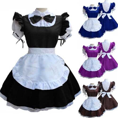Hot Lingerie Maid Cosplay Costume Women Headwear Apron Fake Collar Bowknot Dress Party Femme Underwear Cute Lolita Maid Costumes