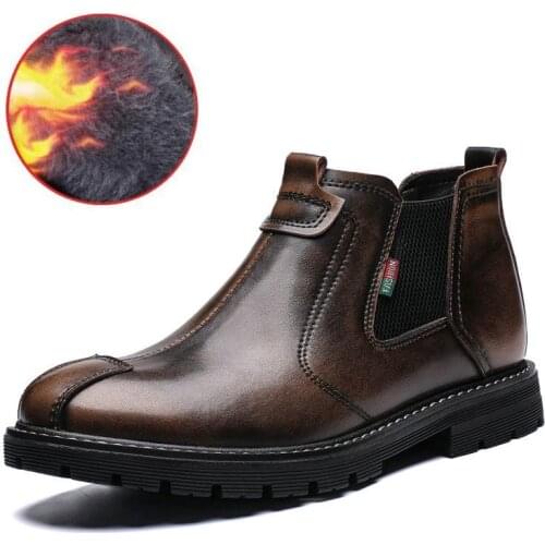 2021 New Autumn Winter Chelsea Boots Men Fashion Casual Shoes British Male Ankle Boots Waterproof Flat Shoes Motorcycle Boots