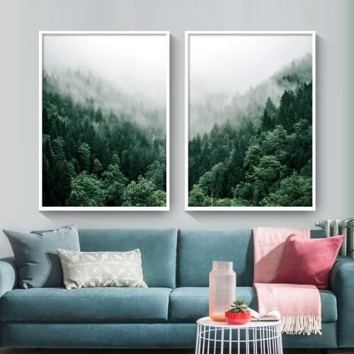 Foggy Forest Wall Art Canvas Painting Scandinavian Poster and Print Nature Landscape Nordic Decoration Picture Modern Home Decor