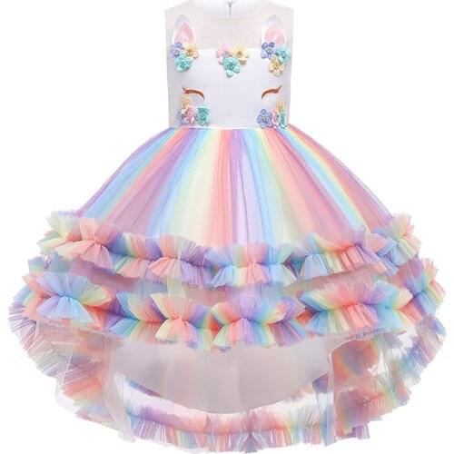 New Unicorn Girls Dress Summer High Quality Christmas Birthday Party Princess Dresses For 4 5 6 7 8 9 10 11 12 Years Kids Dress