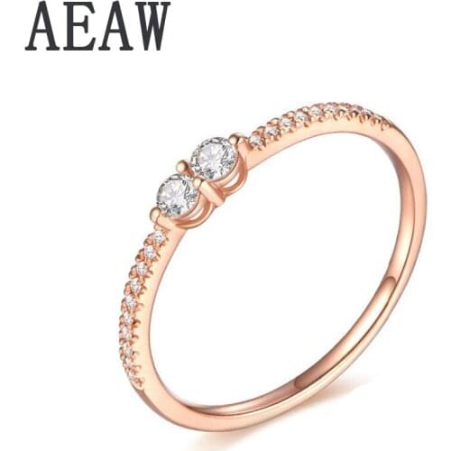 Solid 14K Rose Gold Round DF Moissanite Engagement Ring Band lab Diamond Solitaire Wedding for Women