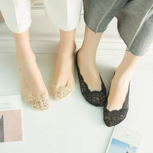 Apparel Womens Socks color Nylon non-slip silicone lace Invisible Boat lady summer short low cut ped sock 10pair/lot 055689