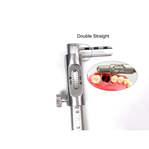 Orthodontic SS Sliding Caliper 0-80mm Dental Implant Gauge Measuring Pen Double Straight Head