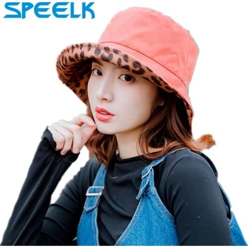 New Leopard Double-sided Wear Bucket Hats Women Summer Basin Cap Big Brim Sunhat Sunbonnet Fedoras Fashion Beach Hat Wholesale