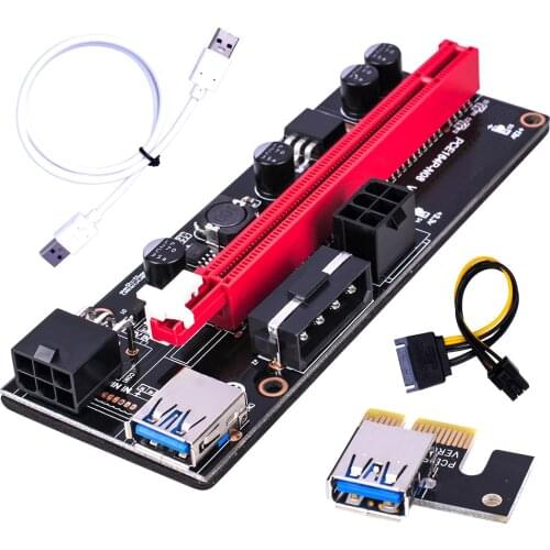 Newest Ver009 Usb 3.0 Pci-E Riser Ver 009S Express 1X 4X 8X 16X Extender Riser Adapter Card Sata 15Pin to 6 Pin Power Cable