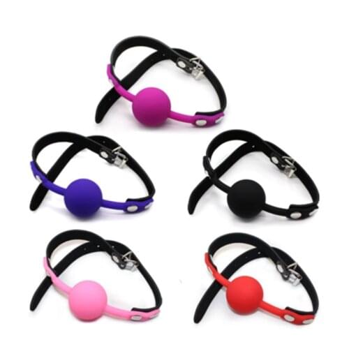 Adult Games Open Mouth Gag Silicone Ball Oral Fixation PU Leather BDSM Bondage Restraints 8 Colors Sex Slave Toys for Couples
