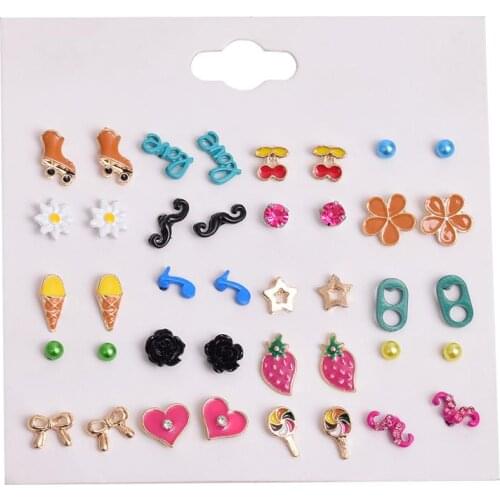 Earrings for Women Stud Earrings boucle oreille femme 2020 Geometric Cherry Bow Flower Earring kolczyki pendientes mujer moda