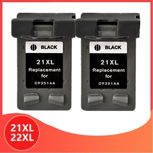 2x Black 21 22 XL Ink Cartridge Replacement for HP 21 22 for HP21 for HP22 21XL 22XL Deskjet F2180 F2280 F4180 F380 380 Printer