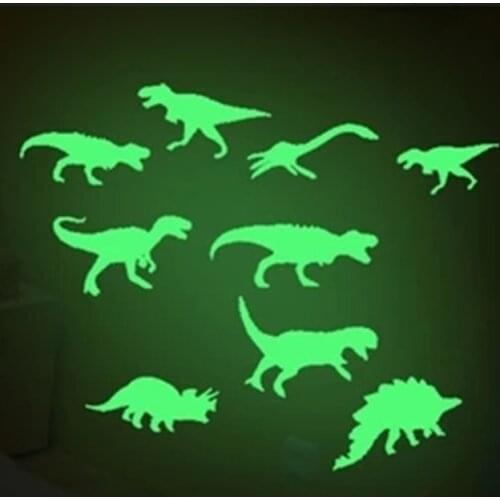 Luminous Dinosaurs Wall Stickers 3D Creative PVC Glow In Dark Kid Room Decor For Baby Children Room Removable Wall Wholesale