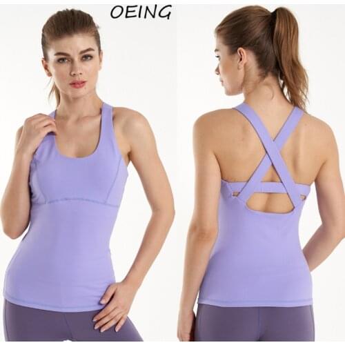 Workout Stretchy Sexy Running Yoga Vest Activewear Tops Paded Seamless Sport Breathable Shirts