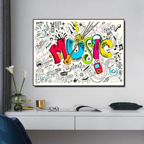 Creative Drawing Music Letters Posters and Prints Canvas Painting Poster Print Wall Art Picture Living Room Cuadro Home Decor