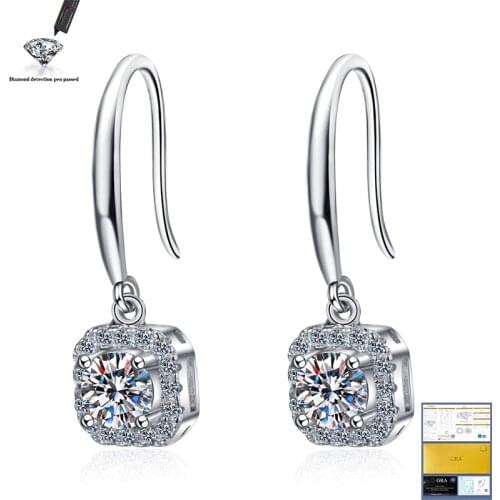 Total 1.0 ct Champagne Diamond Test Passed Moissanite Special Silver Earring Jewelry GemStone Woman Girlfriend Gift
