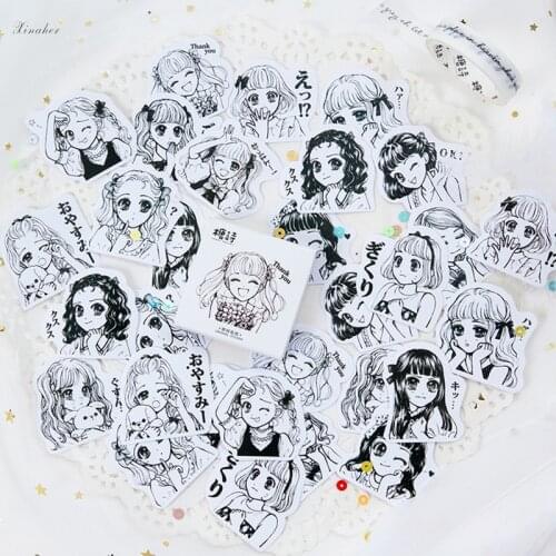 XINAHER 45 Pcs/bag Diy Cute Kawaii Girl Papers Stickers Beautiful Little Sister Diary Decoration Scrapbooking