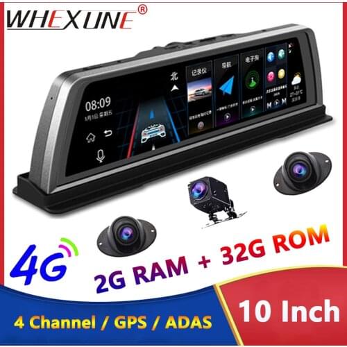 WHEXUNE 10" dashboard Rearview mirror 4G Android dash camera 2G RAM 32G ROM GPS Navi video recorder FHD 1080P ADAS WiFi car dvr