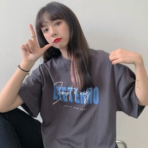 Womens T-shirts Tops Japanese Kawaii Ladies Ulzzang Loose Lazy Letter Print Tshirt Female Korean Harajuku Clothes For Women