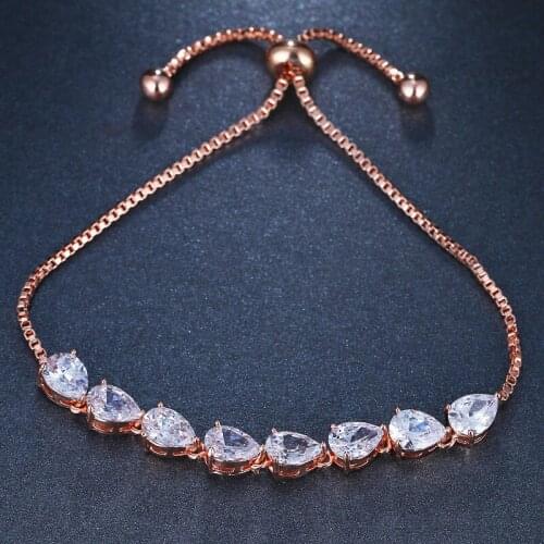 SLBRIDAL Sparkling Charm Fashion Cubic Zirconia Bracelet Girls CZ Daily Bracelet Gift Wedding Bridal Bridesmaids Women Jewelry