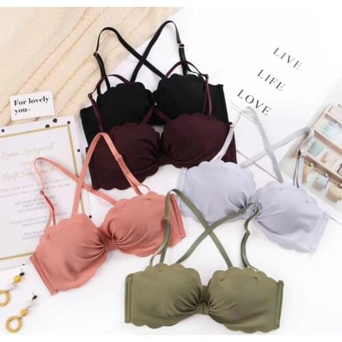 Sexy Wire Free Lingerie Seamless Ruffles Bow Bras for Women Adjustable Super Push Up Bra Comfort Underwear dropshipping