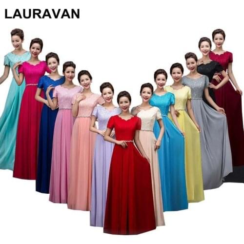 Multi color 2019 new robe de soiree long red bridesmaids red blue bridesmaid dresses in lace chiffon women dress gown