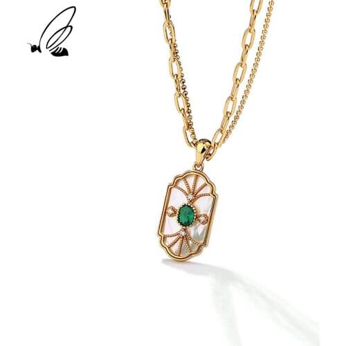 SSTEEL Sterling Silver 925 Minimalist Design Layer Double Zircon Pendant Necklace For Women Accessories Female Western Jewelry