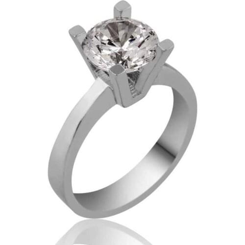 Silver Single Stone Lady 'S Ring