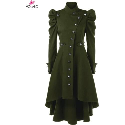 2019 New Fashion Stand Collar Wool Coat Women Autumn Winter Coat Slim Blue Overcoat Plus Size Woolen Trench Coat Windwear