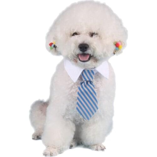 1Pc Adjustable Dog Cat Pet Lovely Adorable Grooming Tie Necktie Wear Clothing Products Stripe Pattern Dog Collar