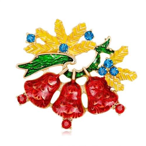 30pcs/Lot Red Jing Bell Childrens Present Christmas Brooch Pin
