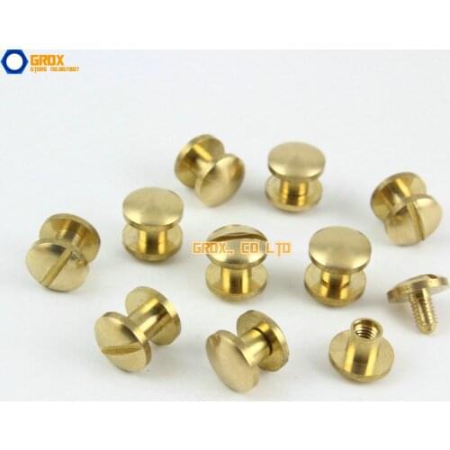 50 Pieces 8*4mm Leather Craft Belt Wallet Solid Brass Nail Rivet Chicago Screw Cambered Head