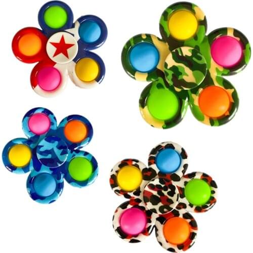 50pcs/lot Novelty Fidget Spinner Squeeze Sensory Toy Anti Stress Spinning Adult Kids Funny Flip Finger Toys Push It Bubble