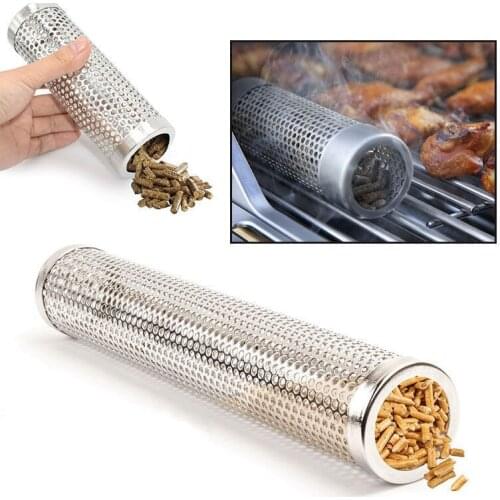 BBQ Stainless Steel Accessories Meshes Round Sqaure Perforated Mesh Smoker Tube Barbecue Grill Generator Smoker Filter Tool