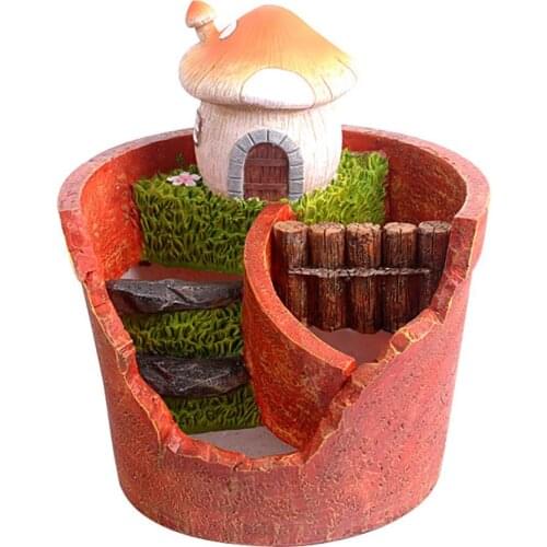 Resin Flower Pot Succulent Pot With Sweet House Fairy Garden Planter For Home Decor Office Garden Decoration Creative Vase