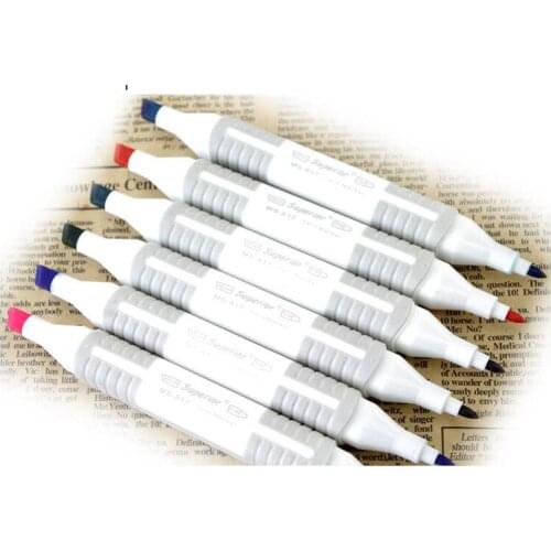 Double heads 6mm Oily marker pen cartoon landscape architecture interior fashion design 60 colors set free shipping