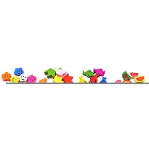 FLTMRH 20pcs Dog Beads Ball Smiling Face Wood Beads Pacifier Clip & Jewelry For Wooden Cartoon Children Kids Beads