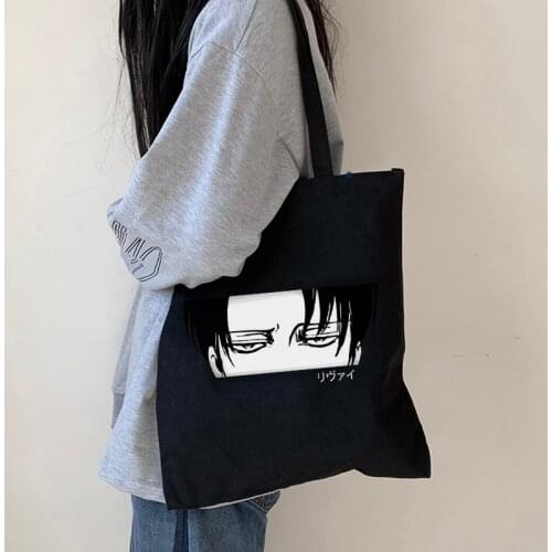 Japanese y2k anime Attack on Titan canvas bag dark large-capacity Vintage bag hip-hop shopper bags Harajuku women shoulder bags