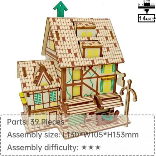Coffee shop 3D wooden jigsaw puzzle kids educational toys Wood 3D Puzzle Parent-child interactive toy Gifts for children