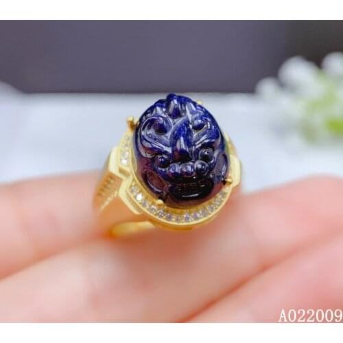 KJJEAXCMY fine jewelry 925 sterling silver inlaid natural sapphire new ring classic brave troops girls men ring support test