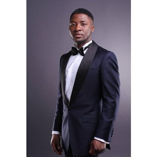 Handsome Groomsmen Shawl Lapel Groom Tuxedos Mens Wedding Dress Man Jacket Blazer Prom Dinner (Jacket+Pants+Tie) K162