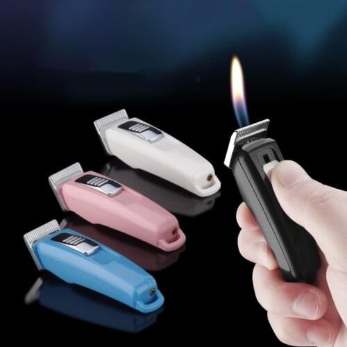 DY Creative Hair Clipper Lighter Metal Inflatable Gas Lighter Novelty Cigarette Lighter Smoking Accessories Mens Gadgets