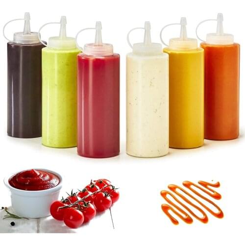 Kitchen Squeeze Squirt Condiment Bottles with Twist On Cap Lids Ketchup Mustard Mayo Hot Sauces Olive Oil Bottles Kitchen Gadget