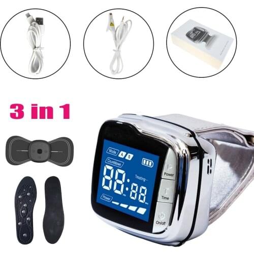 LASTEK 3 in 1 Home Kit LLLT 3R Laser Wrist Watch + 650nm Laser Goggles + Multifunction Electric Cupping Scraping Massage Device