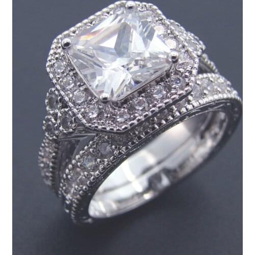 Best Selling 100% 925 Sterling Silver Jewelry Wedding Ring Sets Women Jewelry Wedding Bands for Women Engagement Gift Size 6-9