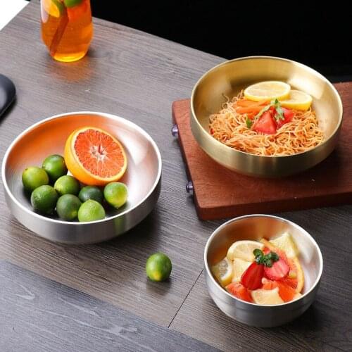 Small Dish Double Layers Insulation Stainless Steel Korean Style Anti-scalding Kimchi Bowl Saucer Kitchen Supplies Snack Dish